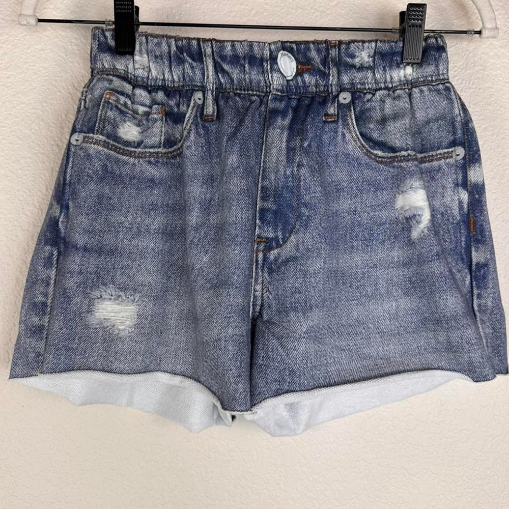 BlankNYC Faux Denimā French Terry Sweat Shorts XS NWT Distressed Cotton Y2K
